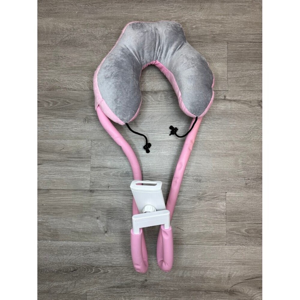 Pink Travel Neck Pillow Tablet Holder Adjustable Airplane Phone Stand